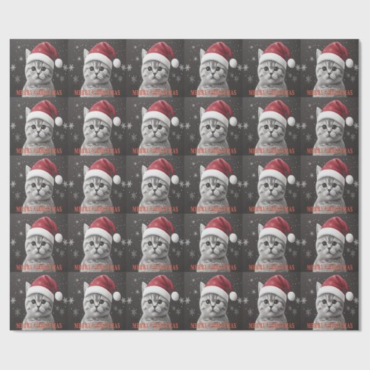 Prettig kerstfeest Britse Korthaar Kat, Kerstman K Cadeaupapier (Vlak)