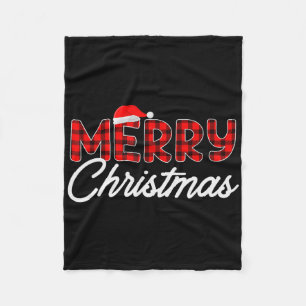 Prettig kerstfeest Buffalo geruite rode kerstman h Fleece Deken