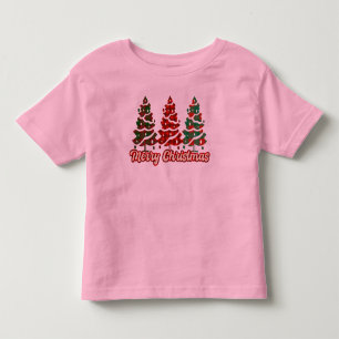 Prettig kerstfeest Buffalo Plaid Bomen Ontwerp-420 Kinder Shirts