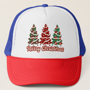 Prettig kerstfeest Buffalo Plaid Bomen Ontwerp-420 Trucker Pet