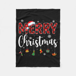 Prettig kerstfeest Buffalo Plaid Rode Kerstman Fam Fleece Deken