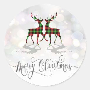Prettig kerstfeest,Buffalo Pleid Rendier Ronde Sticker