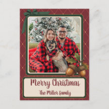 Prettig kerstfeest Burgundy Groene Strik Eikel Fam