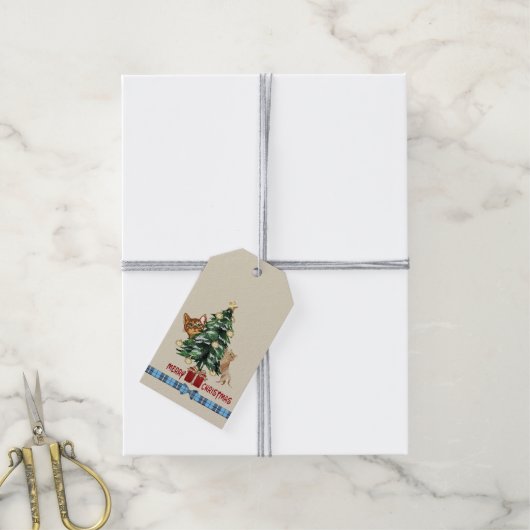 Prettig kerstfeest cadeaulabel (Met Touw)