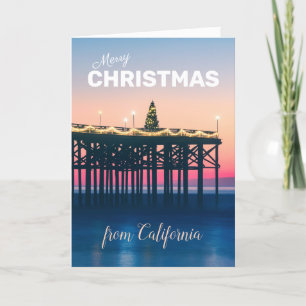 Prettig kerstfeest Californië Zonsondergang Roze B Feestdagen Kaart