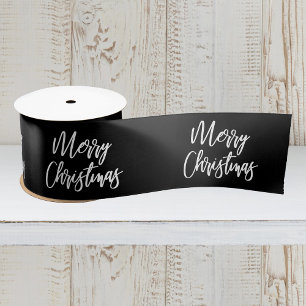 Prettig kerstfeest Calligrafie Wit Zwart Feestdag Lint