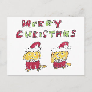Prettig kerstfeest Cartoon gele Labradors Feestdagenkaart