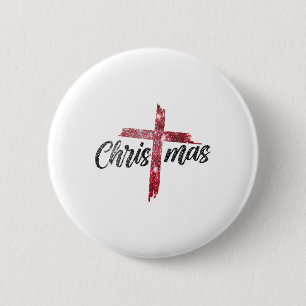 Prettig kerstfeest christelijk Jezus Kruis geloof  Ronde Button 5,7 Cm