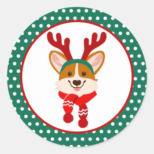 Prettig kerstfeest Corgi hond sticker (Voorkant)