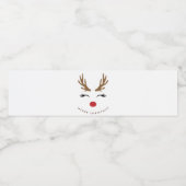 Prettig kerstfeest Cute Reindeer Waterfles Etiket (Enkel label)