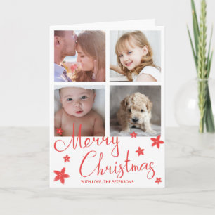 Prettig kerstfeest Cute Rode Krijt Foto Collage Feestdagen Kaart