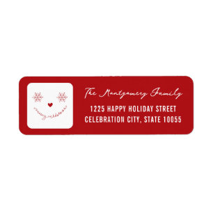 Prettig kerstfeest Cute Smiley Face Vakantie adres Etiket
