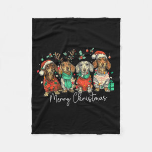 Prettig kerstfeest Dachshund hond kerstvakantie Fleece Deken