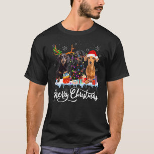 Prettig kerstfeest Dachshund hond Sinterklaas Lich T-shirt