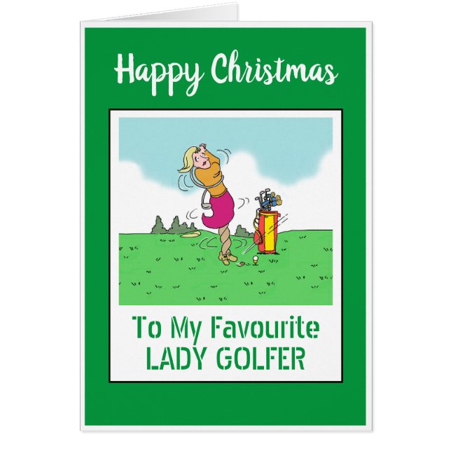 Prettig kerstfeest damesgolfer (Voorkant)
