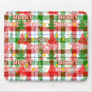 Prettig kerstfeest decoratieve geruite tartan  muismat