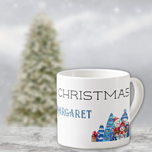 Prettig Kerstfeest, decoratieve naam op waterverf Espresso Kop