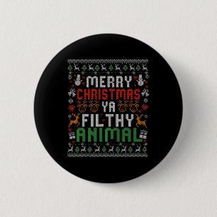 Prettig kerstfeest Dier Vies Kerstmis Pyjama Shirt Ronde Button 5,7 Cm