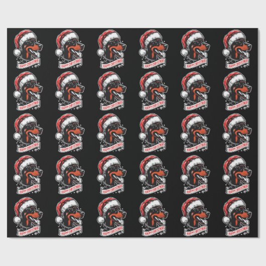 Prettig kerstfeest - Dobermann Kerstman Hoed Grapp Cadeaupapier (Vlak)
