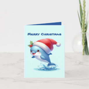 Prettig kerstfeest dolfijn voeg bericht toe feestdagen kaart