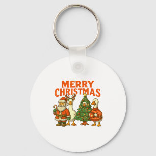 Prettig kerstfeest Domme Gans Festieve Eend Vakant Sleutelhanger