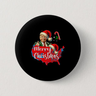 Prettig kerstfeest Donald Trump Rode Dekking Kaart Ronde Button 5,7 Cm