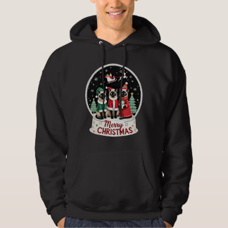 Prettig kerstfeest Drie Kerstman Elf Rendier Siame Hoodie