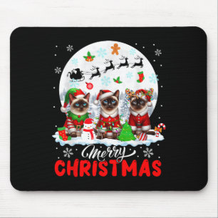 Prettig kerstfeest Drie Kerstman Elf Rendier Siame Muismat