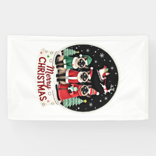 Prettig kerstfeest Drie Kerstman Elf Rendier Siame Spandoek