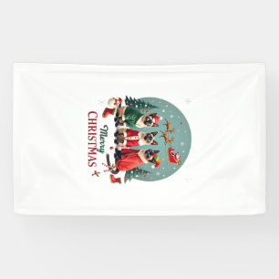 Prettig kerstfeest Drie Kerstman Elf Rendier Siame Spandoek