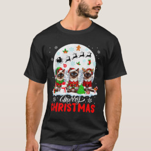 Prettig kerstfeest Drie Kerstman Elf Rendier Siame T-shirt