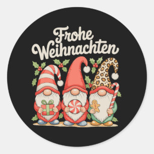 Prettig kerstfeest Duitse Kerst Kabouters Vakantie Ronde Sticker