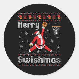 Prettig Kerstfeest Dunk Klunk Kerstman Ronde Sticker