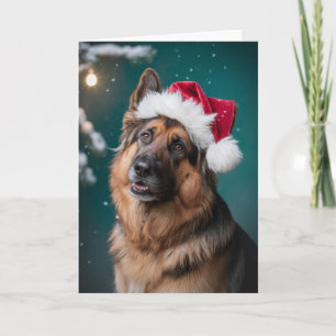 Prettig kerstfeest Een Duitse herdershond in kerst Kaart