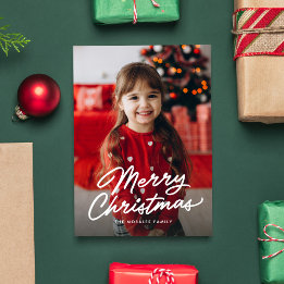 Prettig kerstfeest eenvoudig informeel script één feestdagenkaart