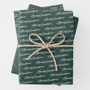 Prettig kerstfeest eenvoudig klassiek donkergroen inpakpapier vel