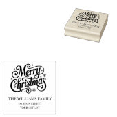 Prettig kerstfeest eenvoudig script retouradres rubberstempel (Gestempeld)