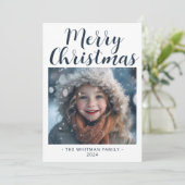 Prettig kerstfeest Eenvoudige foto moderne witte Feestdagenkaart (Staand voorkant)