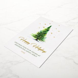 Prettig kerstfeest Eenvoudige zakelijke groet Goud Folie Feestdagenkaart