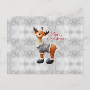 Prettig kerstfeest eland met een hoed feestdagenkaart
