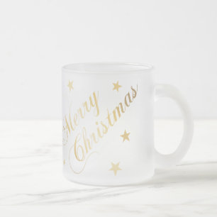 Prettig kerstfeest Elegant goud schrift sterren Matglas Koffiemok