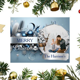Prettig kerstfeest Elegante gezinsfoto Vakantiefot Briefkaart