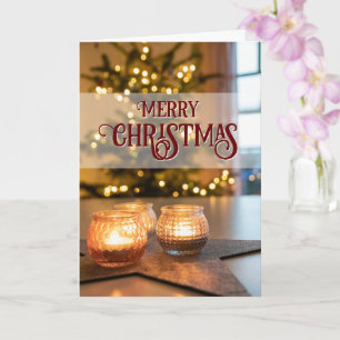 Prettig kerstfeest elegante kerstboom kaarsen kaart