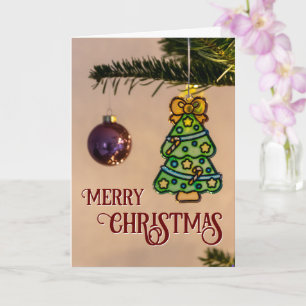 Prettig kerstfeest elegante kerstboom versiering kaart