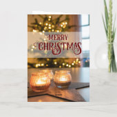 Prettig kerstfeest elegante kerstboomkaarsen kaart (Achterkant)