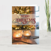Prettig kerstfeest elegante kerstboomkaarsen kaart (Voorkant)