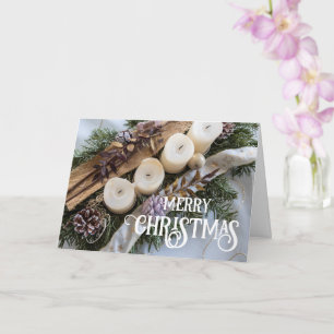 Prettig kerstfeest elegante kerstkrans kaarsen kaart