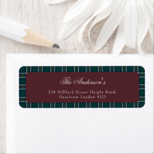 Prettig kerstfeest Elegante Preppy Tartan Plaid Etiket