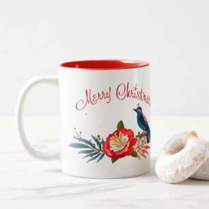Prettig kerstfeest en een gelukkig nieuwjaar! 2025 tweekleurige koffiemok