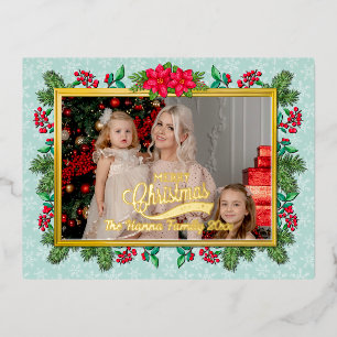 Prettig kerstfeest en gelukkig nieuwjaar Gouden li Folie Feestdagen Briefkaart
